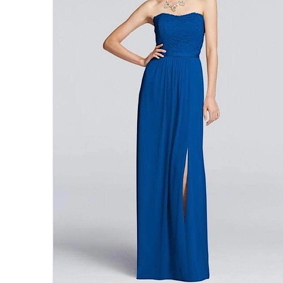 💙 David’s Bridal Bridesmaid Lace Bodice Dress - Picture 1 of 12